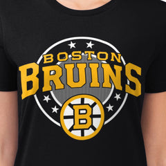 Boston Bruins G-III 4Her by Carl Banks Women's Super-Slim Lightweight Pinstripe Circle Graphic T-Shirt For Sale