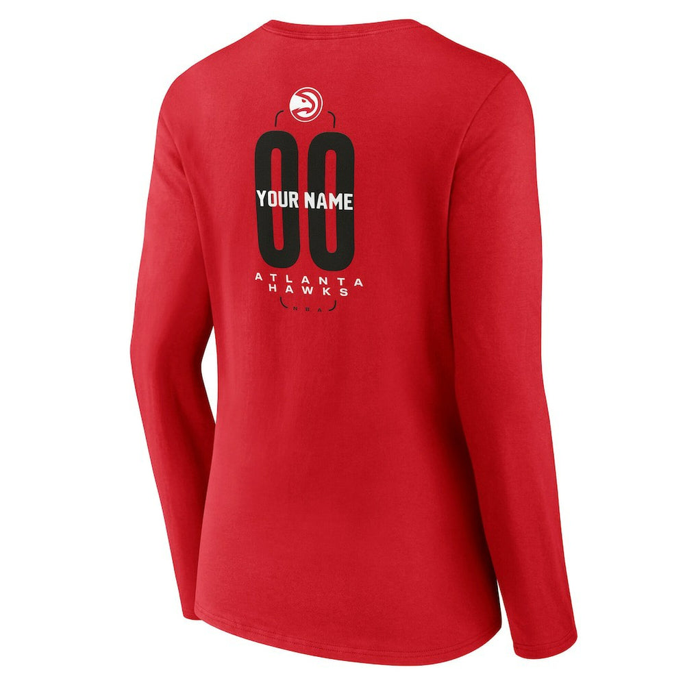 Atlanta Hawks Women's Center Court Name & Number Custom Long Sleeve V-Neck T-Shirt Discount