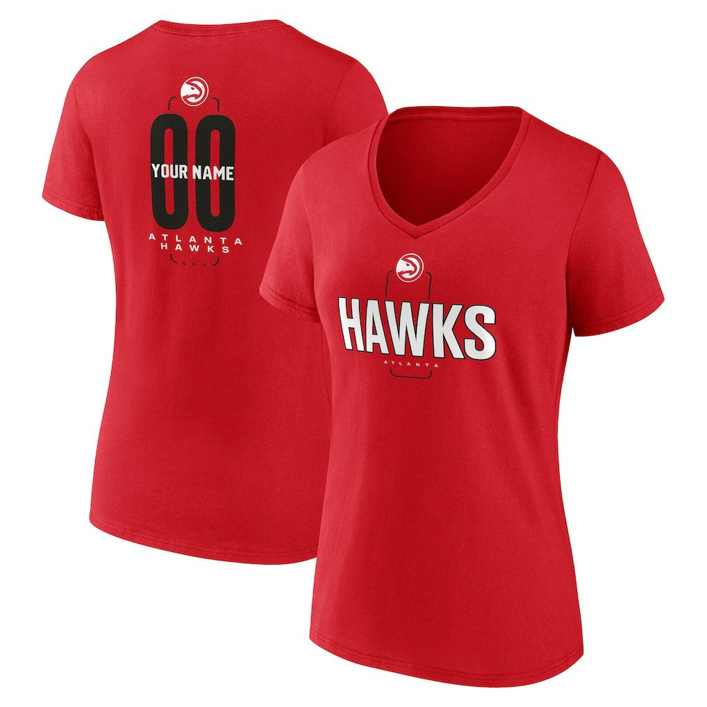 Atlanta Hawks Women's Center Court Name & Number Custom V-Neck T-Shirt For Sale