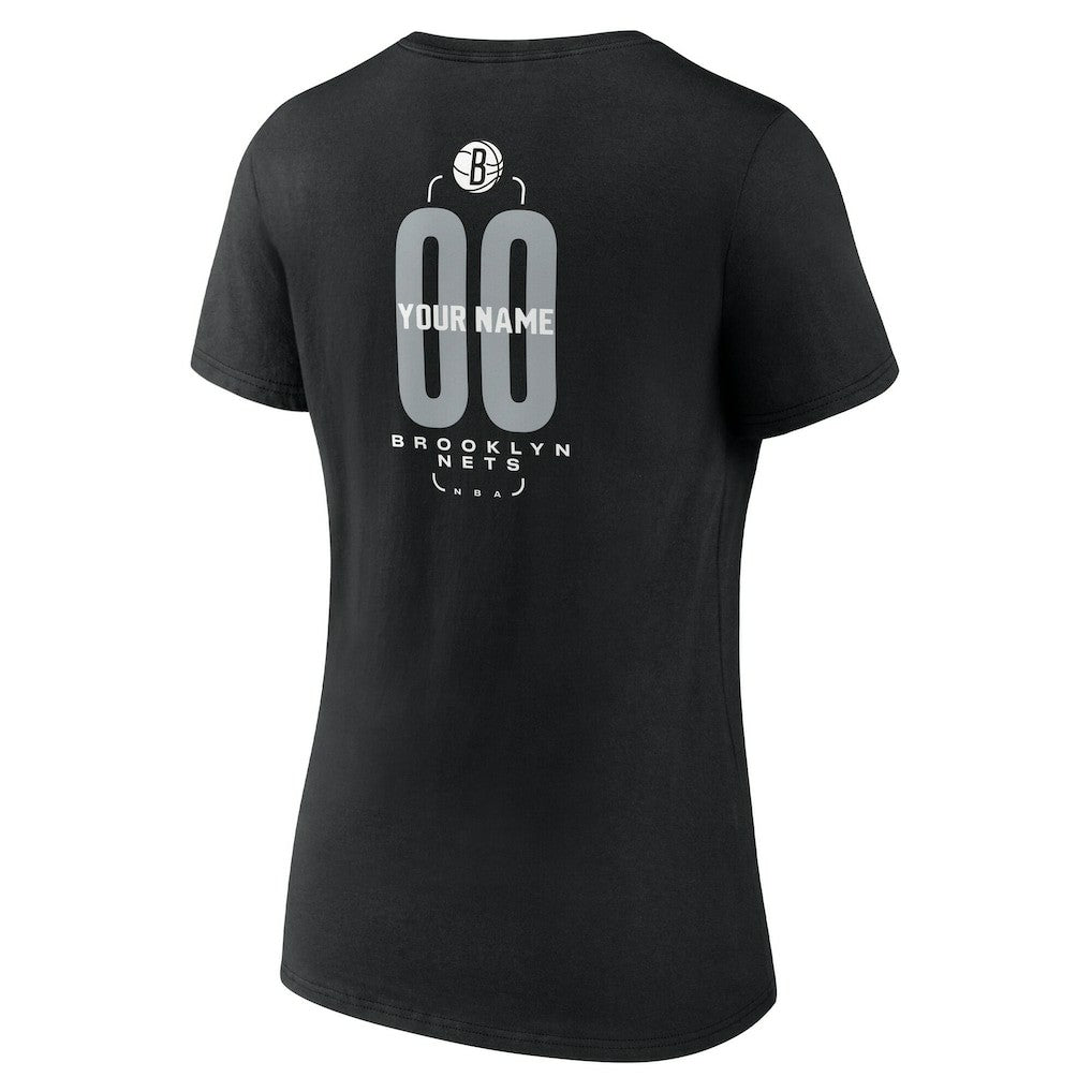 Brooklyn Nets Women's Center Court Name & Number Custom V-Neck T-Shirt Discount