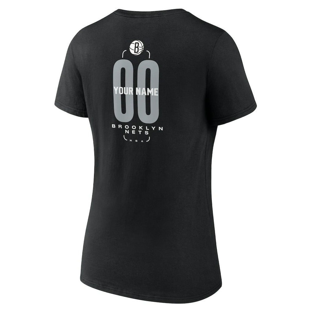Brooklyn Nets Women's Center Court Name & Number Custom V-Neck T-Shirt Discount