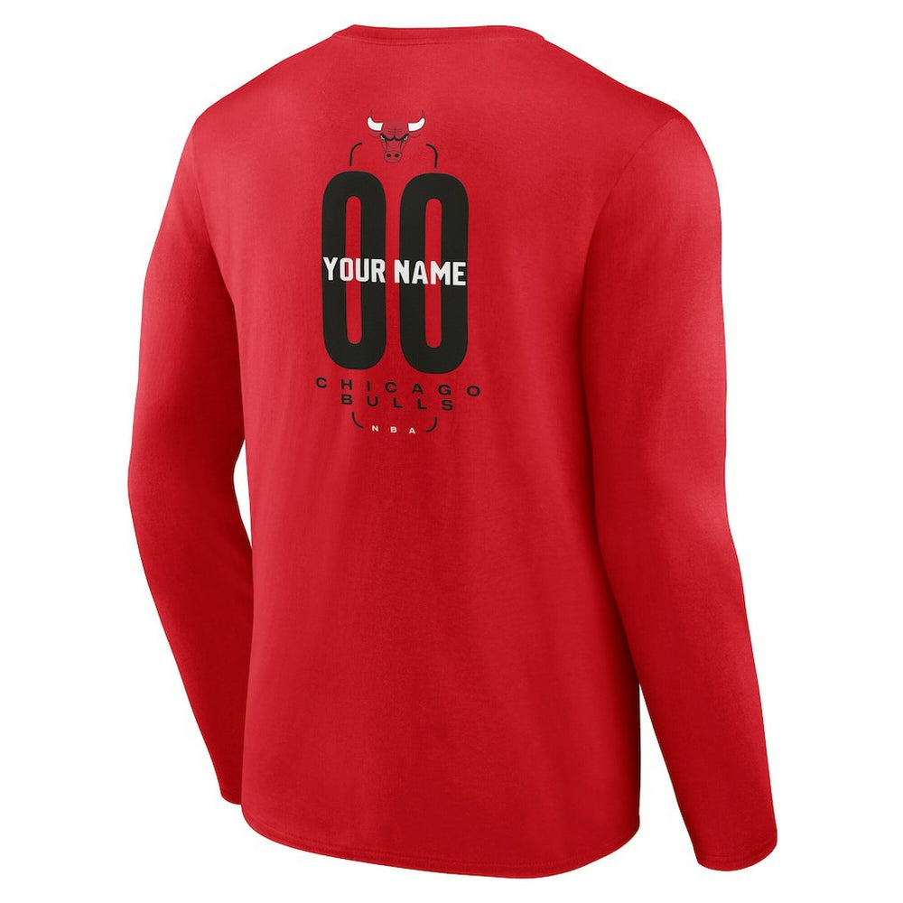 Chicago Bulls Center Court Name & Number Custom Long Sleeve T-Shirt sale On Sale