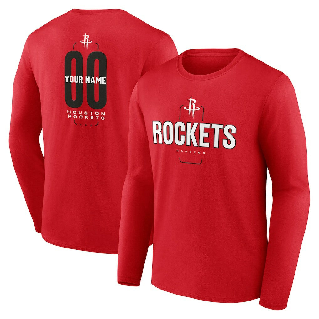 Houston Rockets Center Court Name & Number Custom Long Sleeve T-Shirt For Sale