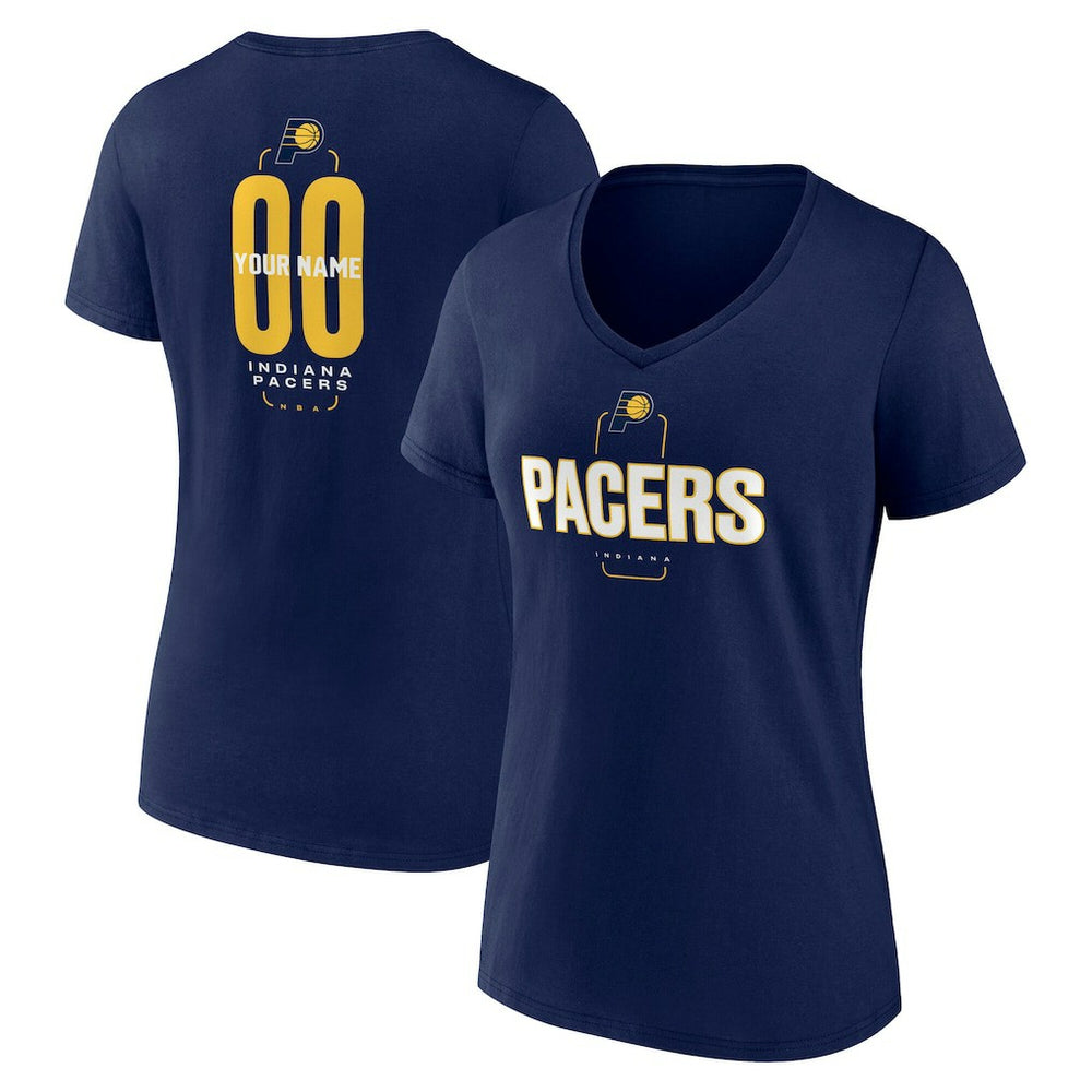 Indiana Pacers Women's Center Court Name & Number Custom V-Neck T-Shirt On Sale
