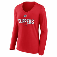 LA Clippers Women's Center Court Name & Number Custom Long Sleeve V-Neck T-Shirt Online
