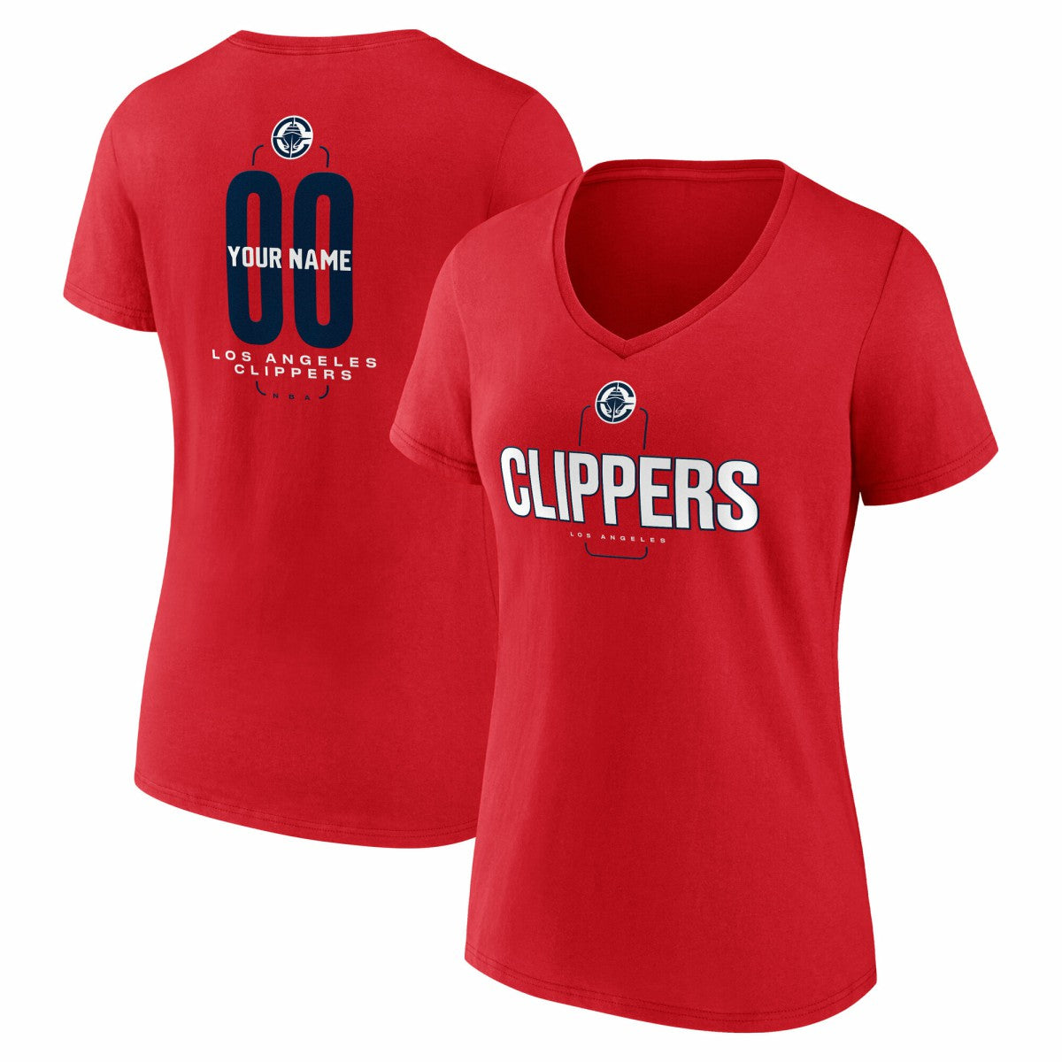 LA Clippers Women's Center Court Name & Number Custom V-Neck T-Shirt For Sale
