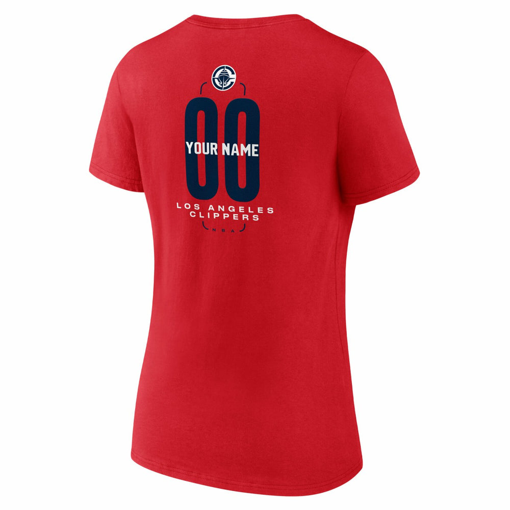 LA Clippers Women's Center Court Name & Number Custom V-Neck T-Shirt For Sale