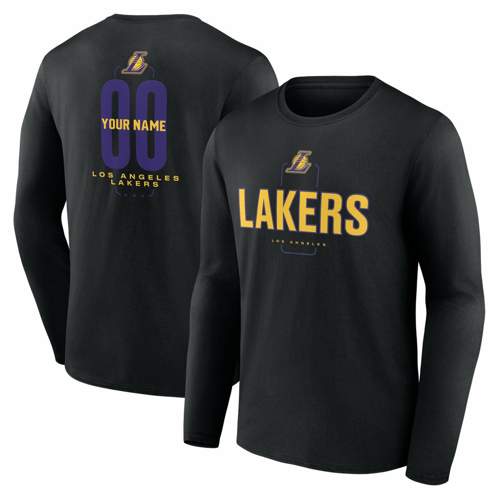 Los Angeles Lakers Center Court Name & Number Custom Long Sleeve T-Shirt Discount