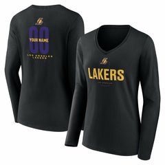 Los Angeles Lakers Women's Center Court Name & Number Custom Long Sleeve V-Neck T-Shirt Online