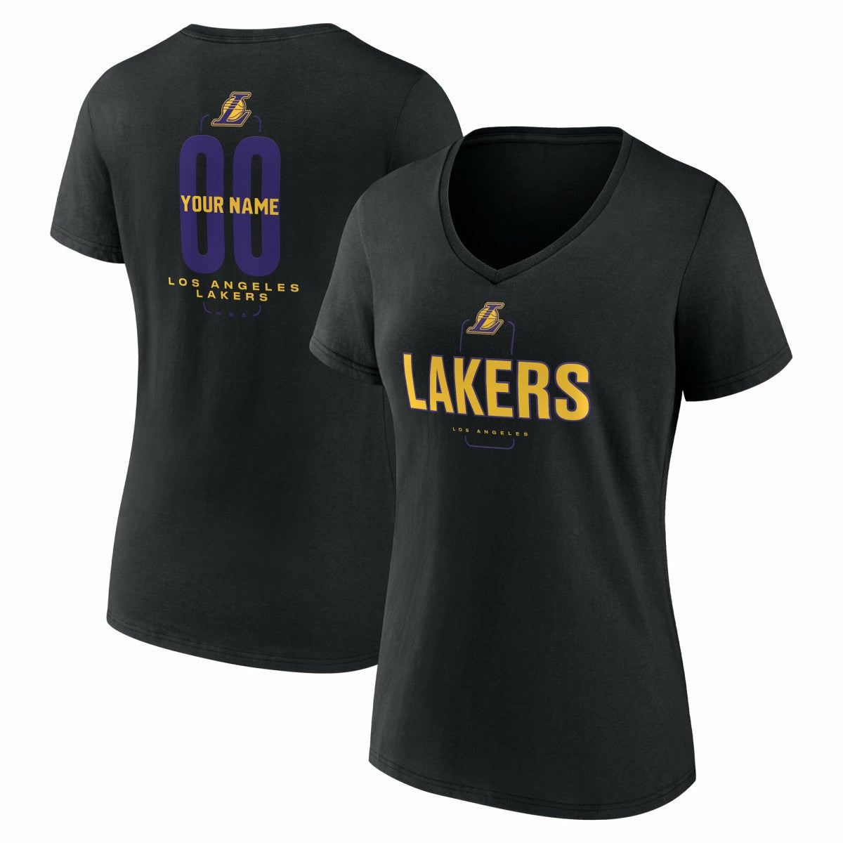 Los Angeles Lakers Women's Center Court Name & Number Custom V-Neck T-Shirt Outlet
