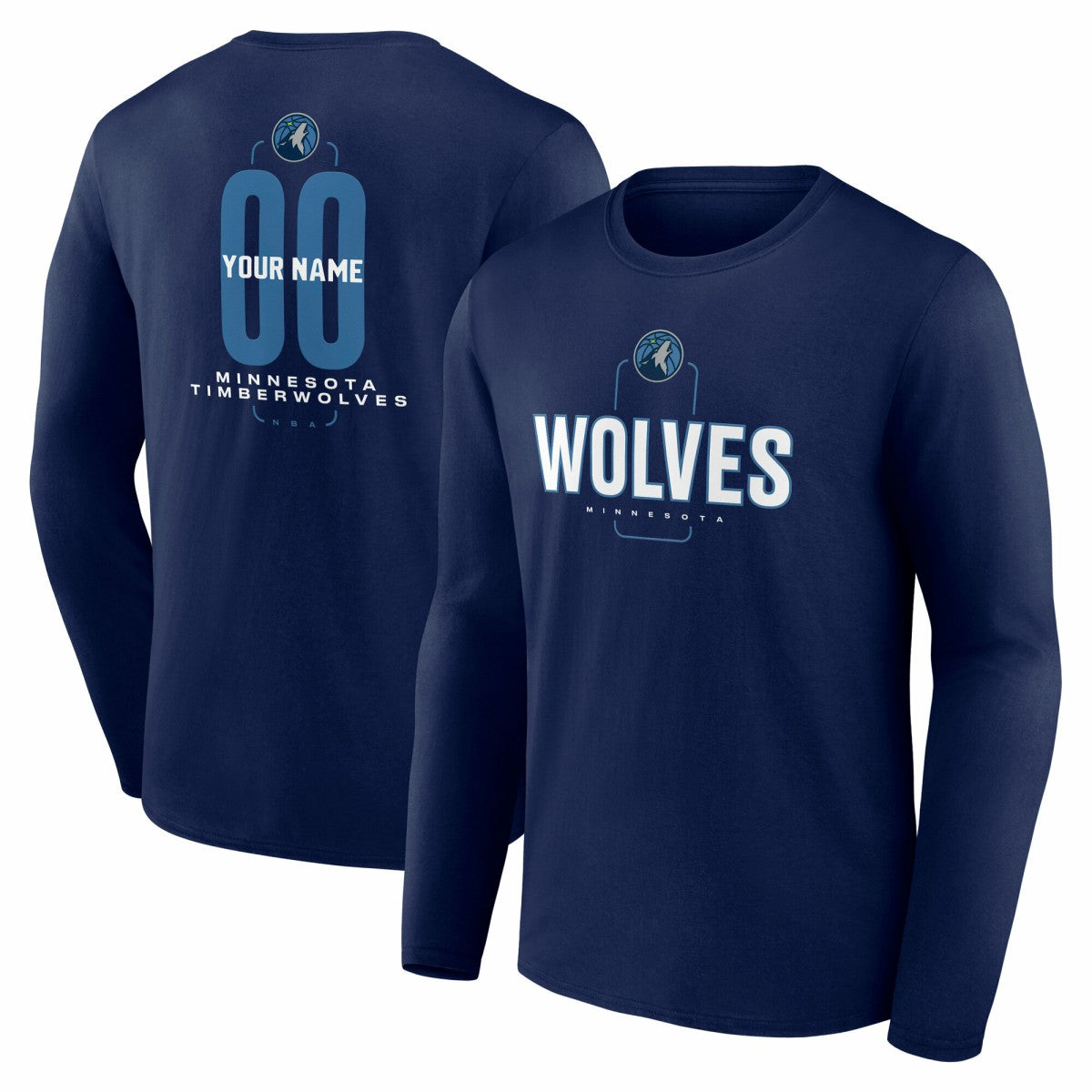 Minnesota Timberwolves Center Court Name & Number Custom Long Sleeve T-Shirt Discount
