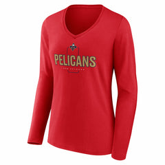 New Orleans Pelicans Women's Center Court Name & Number Custom Long Sleeve V-Neck T-Shirt New