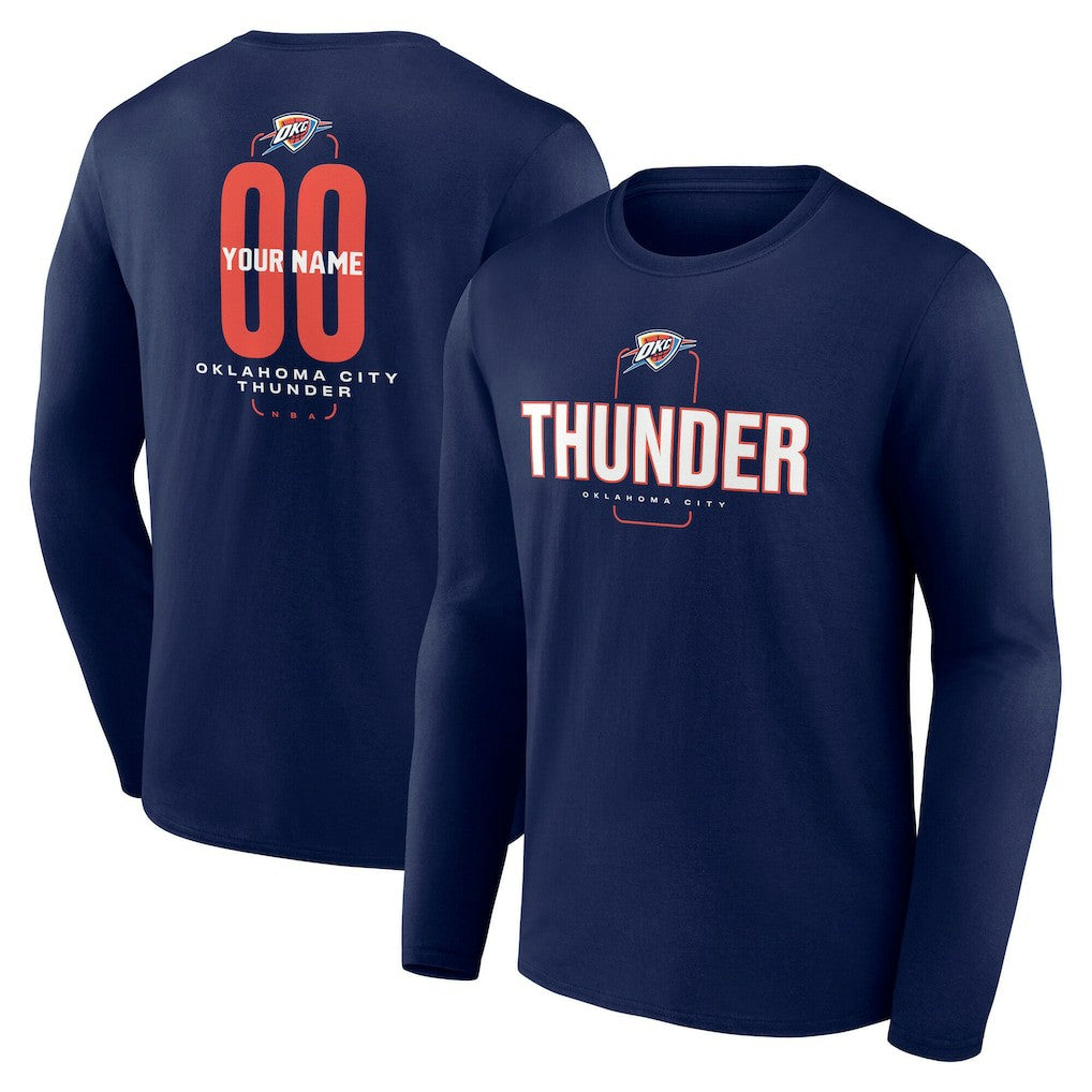 Oklahoma City Thunder Center Court Name & Number Custom Long Sleeve T-Shirt Discount