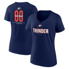 Oklahoma City Thunder Women's Center Court Name & Number Custom V-Neck T-Shirt New