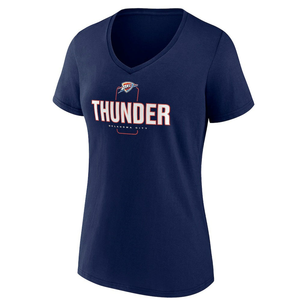 Oklahoma City Thunder Women's Center Court Name & Number Custom V-Neck T-Shirt New