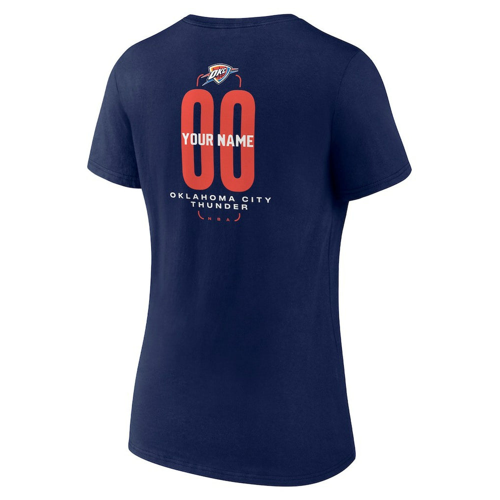 Oklahoma City Thunder Women's Center Court Name & Number Custom V-Neck T-Shirt New