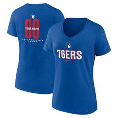 Philadelphia 76ers Women's Center Court Name & Number Custom V-Neck T-Shirt On Sale