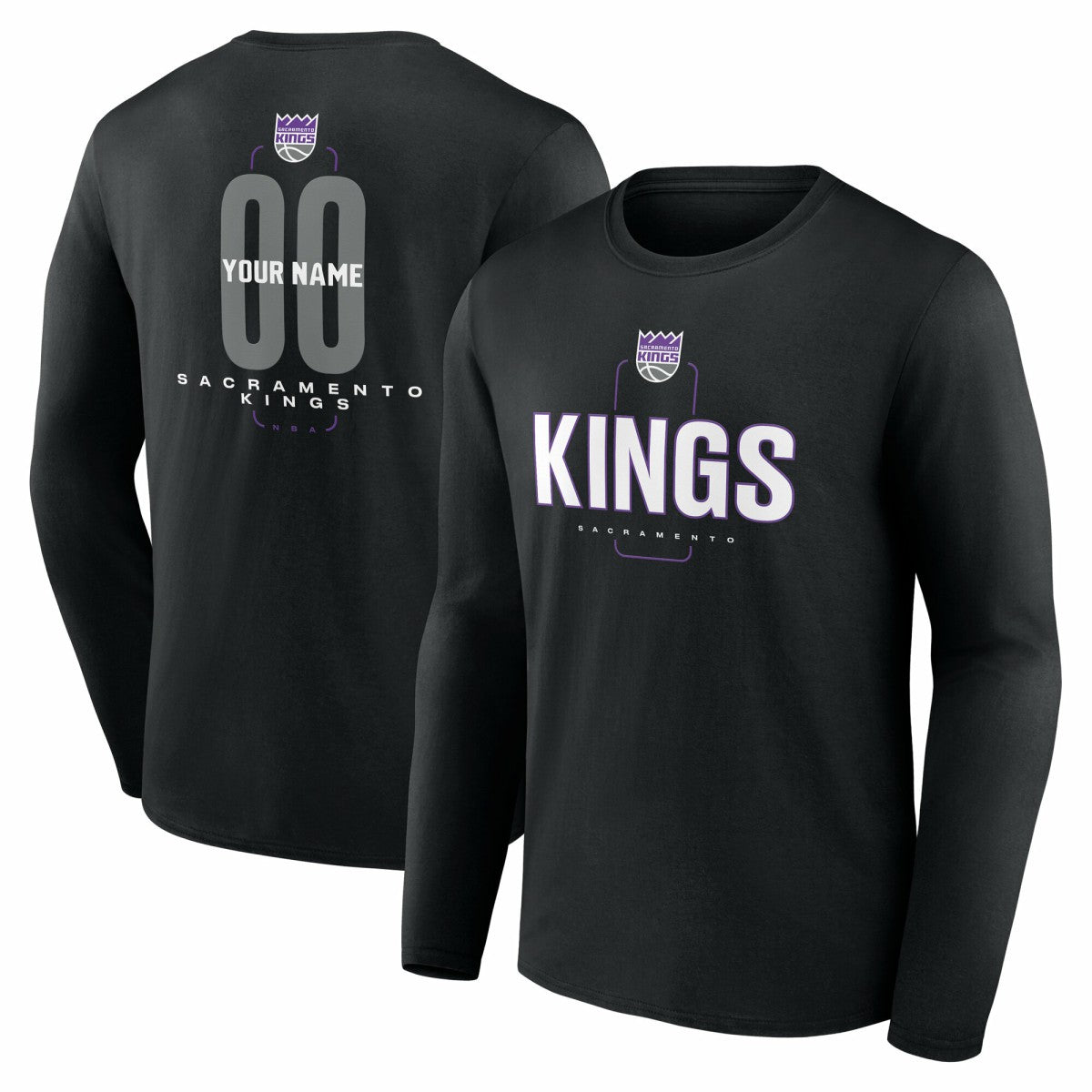 Sacramento Kings Center Court Name & Number Custom Long Sleeve T-Shirt For Sale