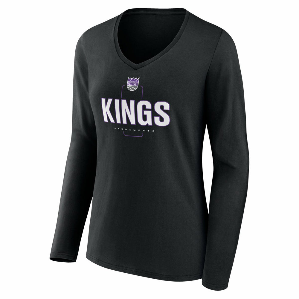 Sacramento Kings Women's Center Court Name & Number Custom Long Sleeve V-Neck T-Shirt Online