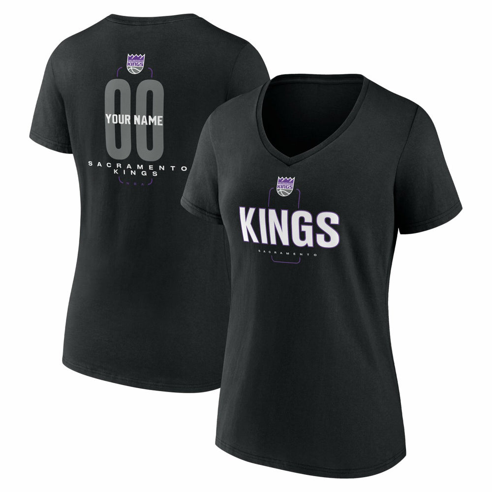 Sacramento Kings Women's Center Court Name & Number Custom V-Neck T-Shirt Discount
