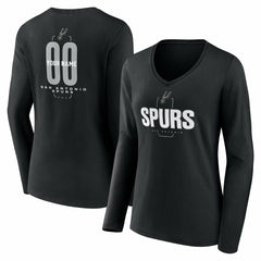 San Antonio Spurs Women's Center Court Name & Number Custom Long Sleeve V-Neck T-Shirt New
