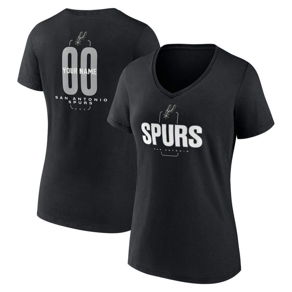 San Antonio Spurs Women's Center Court Name & Number Custom V-Neck T-Shirt Outlet