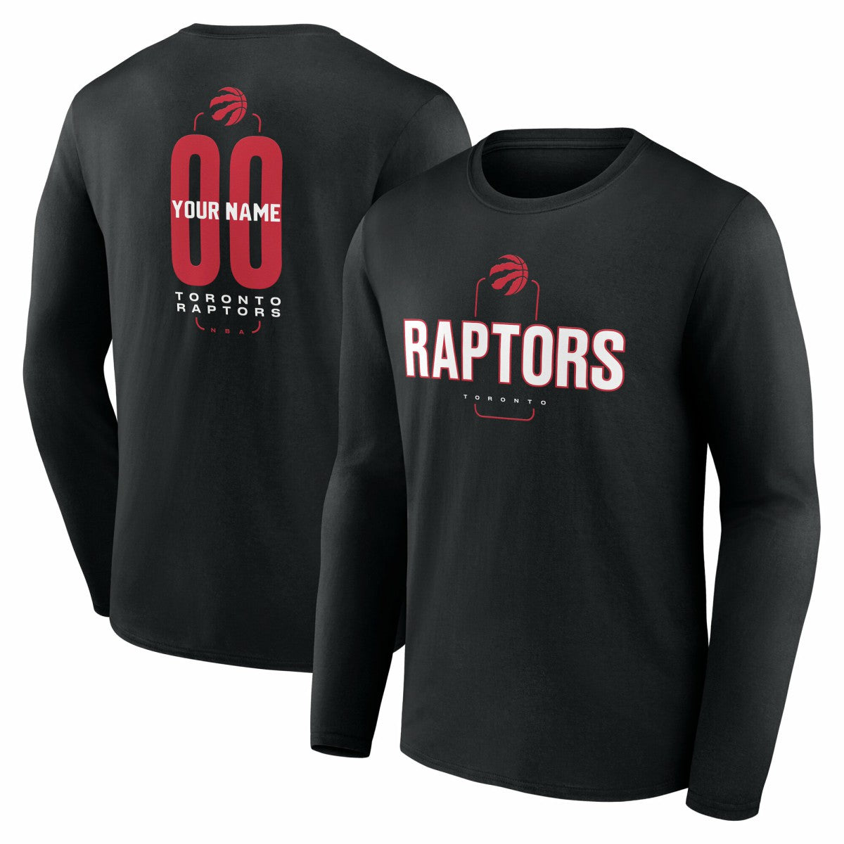 Toronto Raptors Center Court Name & Number Custom Long Sleeve T-Shirt On Sale