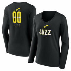 Utah Jazz Women's Center Court Name & Number Custom Long Sleeve V-Neck T-Shirt Online