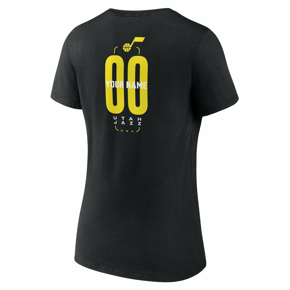 Utah Jazz Women's Center Court Name & Number Custom V-Neck T-Shirt Outlet