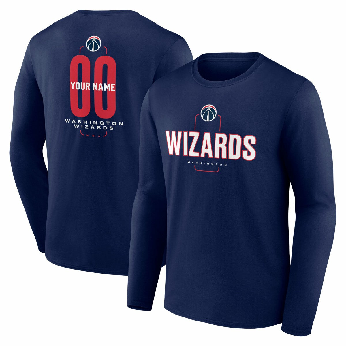 Washington Wizards Center Court Name & Number Custom Long Sleeve T-Shirt For Sale