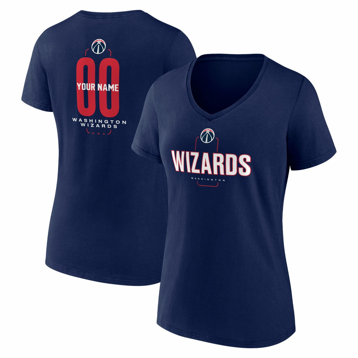Washington Wizards Women's Center Court Name & Number Custom V-Neck T-Shirt Online
