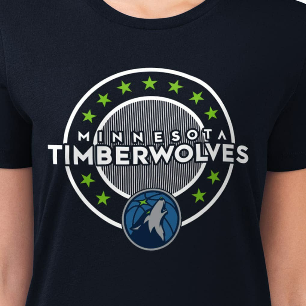 Minnesota Timberwolves G-III 4Her by Carl Banks Women's Super-Slim Lightweight Pinstripe Circle Graphic T-Shirt Outlet