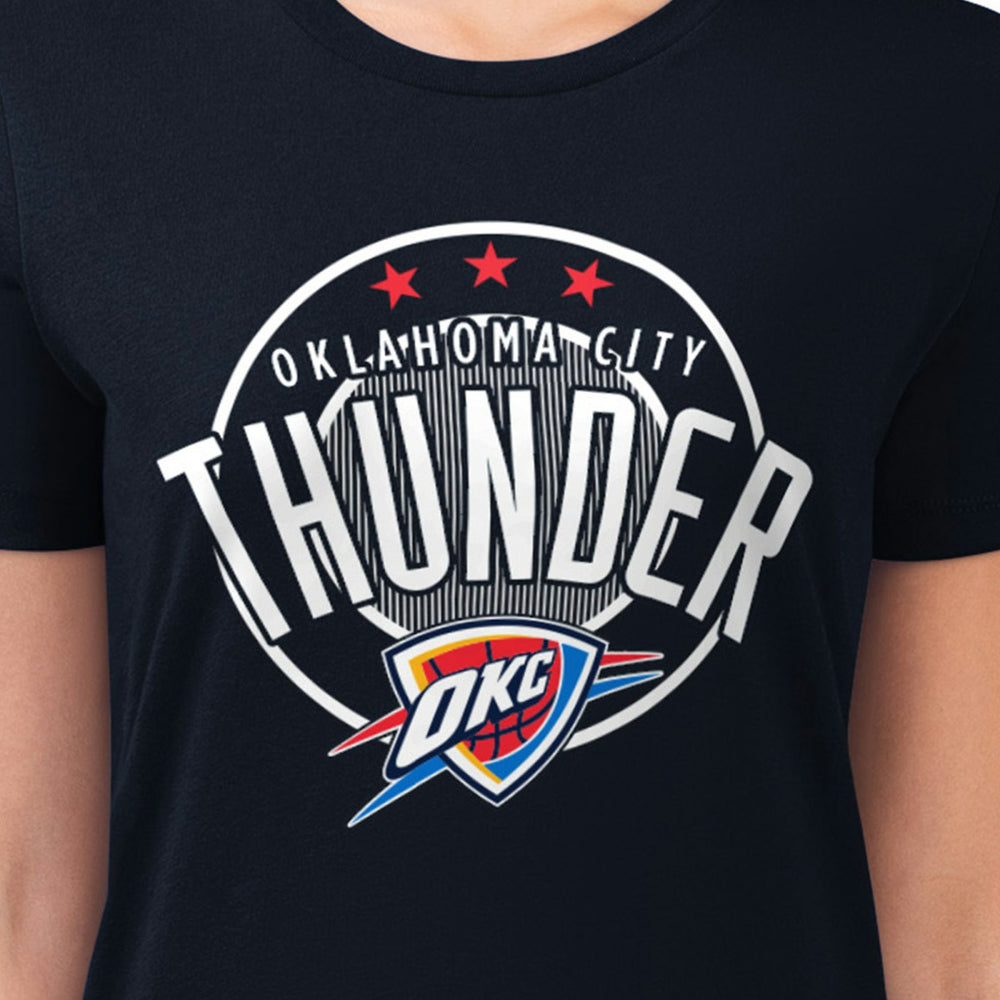 Oklahoma City Thunder G-III 4Her by Carl Banks Women's Super-Slim Lightweight Pinstripe Circle Graphic T-Shirt For Sale