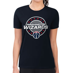 Washington Wizards G-III 4Her by Carl Banks Women's Super-Slim Lightweight Pinstripe Circle Graphic T-Shirt New