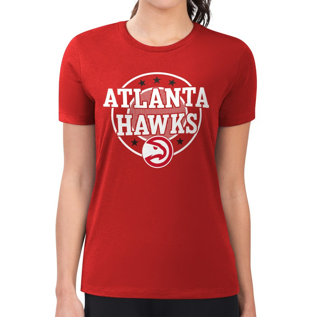 Atlanta Hawks G-III 4Her by Carl Banks Women's Super-Slim Lightweight Pinstripe Circle Graphic T-Shirt For Sale