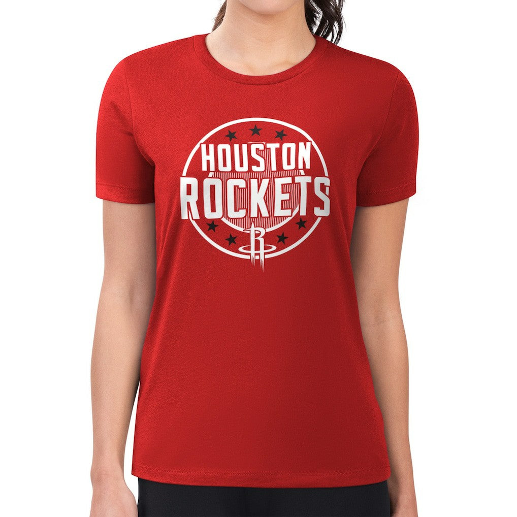 Houston Rockets G-III 4Her by Carl Banks Women's Super-Slim Lightweight Pinstripe Circle Graphic T-Shirt Outlet