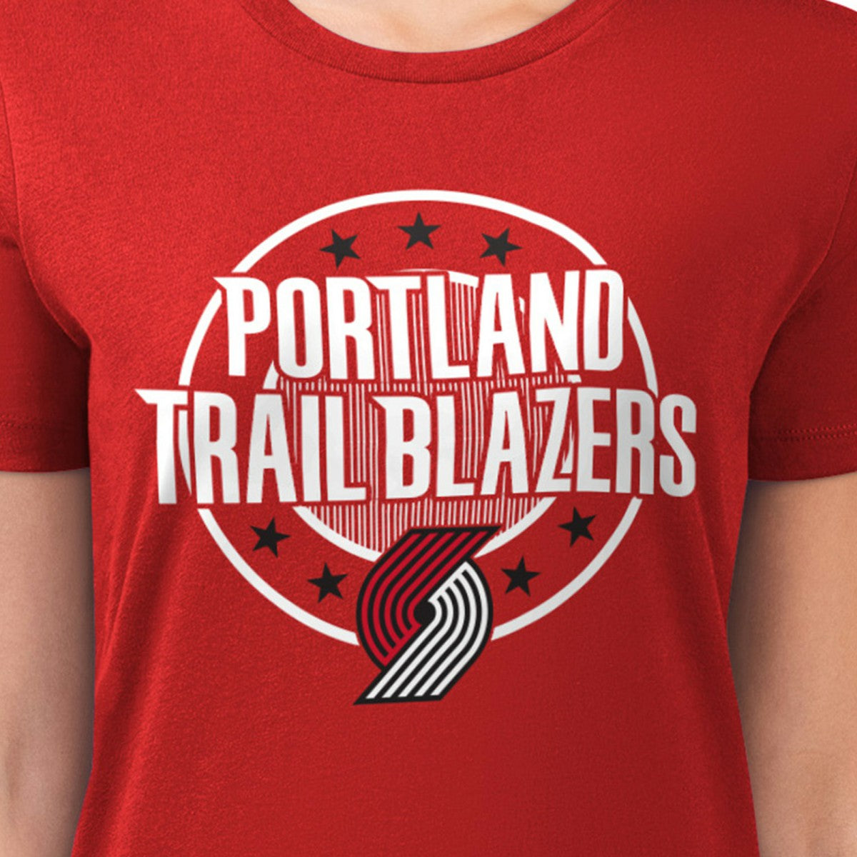 Portland Trail Blazers G-III 4Her by Carl Banks Women's Super-Slim Lightweight Pinstripe Circle Graphic T-Shirt Online