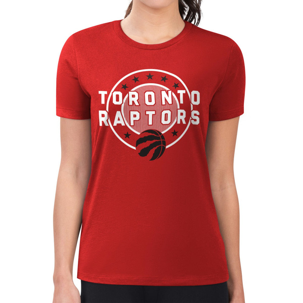 Toronto Raptors G-III 4Her by Carl Banks Women's Super-Slim Lightweight Pinstripe Circle Graphic T-Shirt New