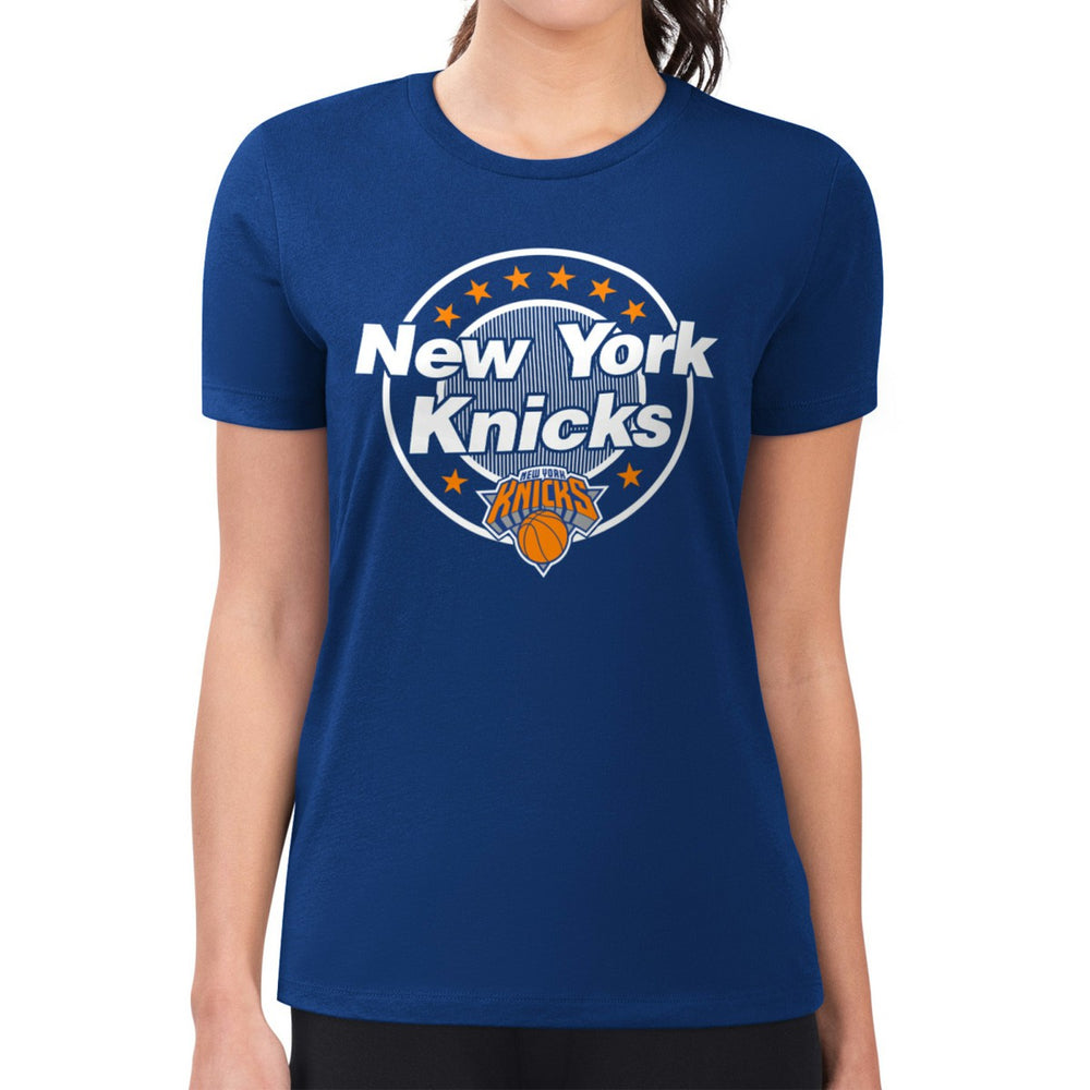 New York Knicks G-III 4Her by Carl Banks Women's Super-Slim Lightweight Pinstripe Circle Graphic T-Shirt Discount