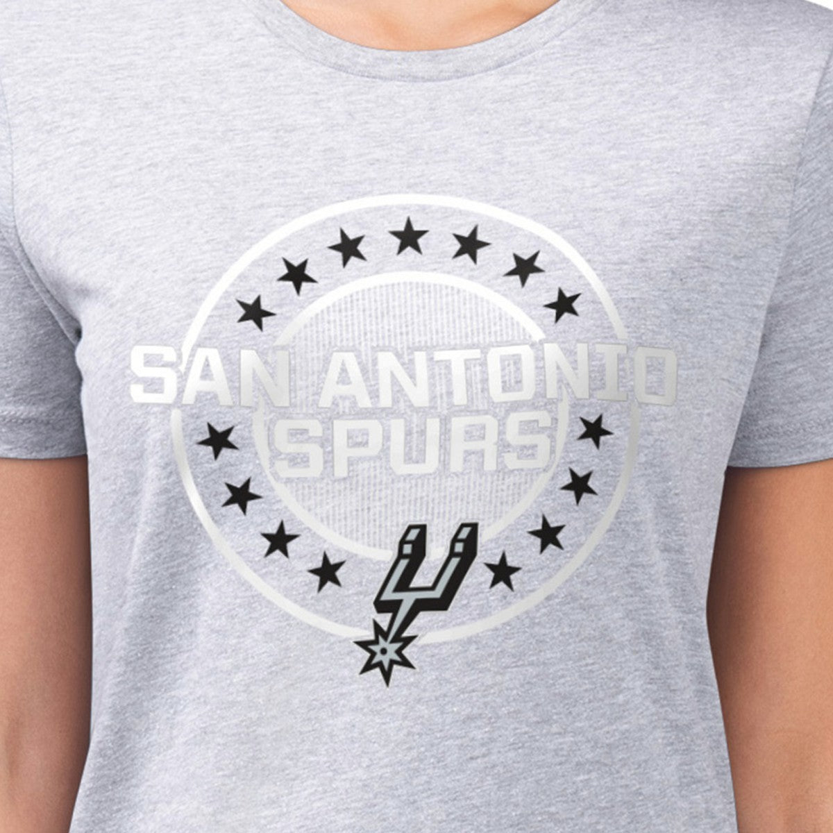 San Antonio Spurs G-III 4Her by Carl Banks Women's Super-Slim Lightweight Pinstripe Circle Graphic T-Shirt Outlet