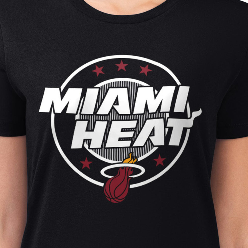 Miami Heat G-III 4Her by Carl Banks Women's Super-Slim Lightweight Pinstripe Circle Graphic T-Shirt On Sale