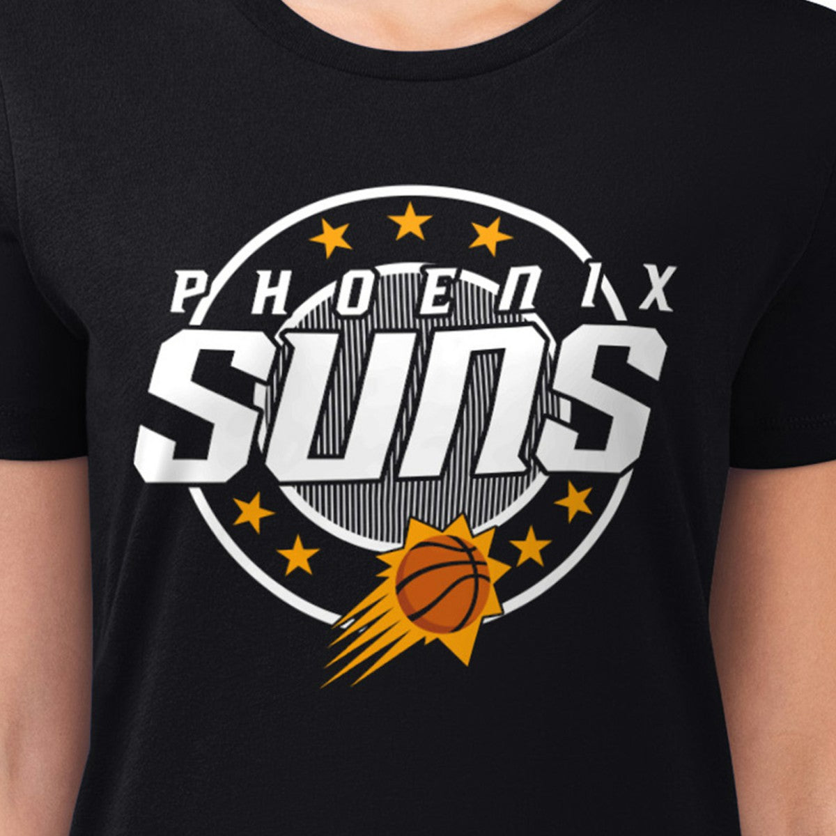 Phoenix Suns G-III 4Her by Carl Banks Women's Super-Slim Lightweight Pinstripe Circle Graphic T-Shirt For Sale