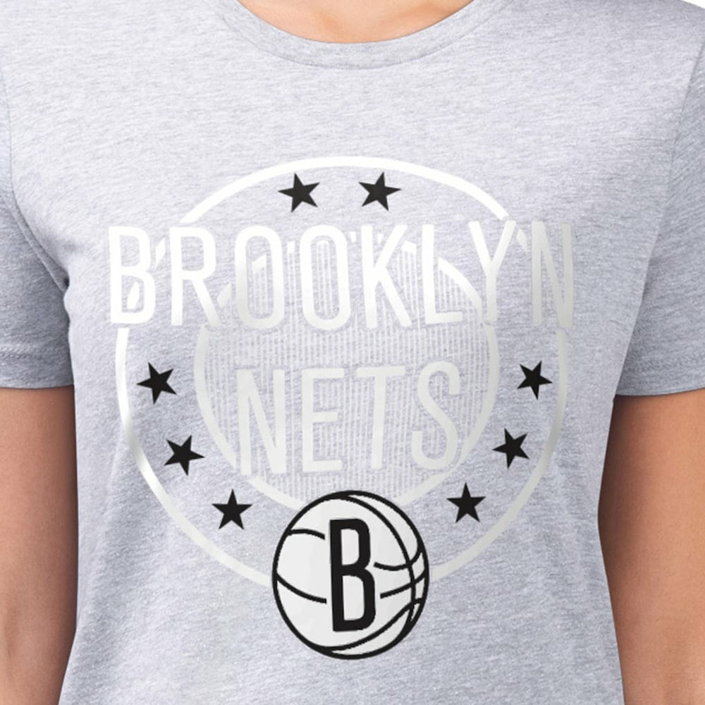 Brooklyn Nets G-III 4Her by Carl Banks Women's Super-Slim Lightweight Pinstripe Circle Graphic T-Shirt For Sale