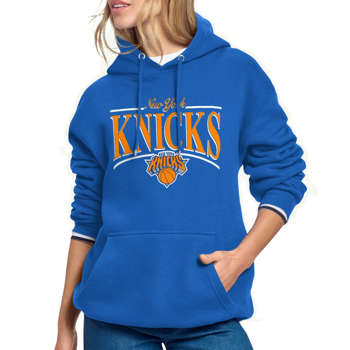 New York Knicks Starter Women's Arch Stripe Fleece Hoodie Discount