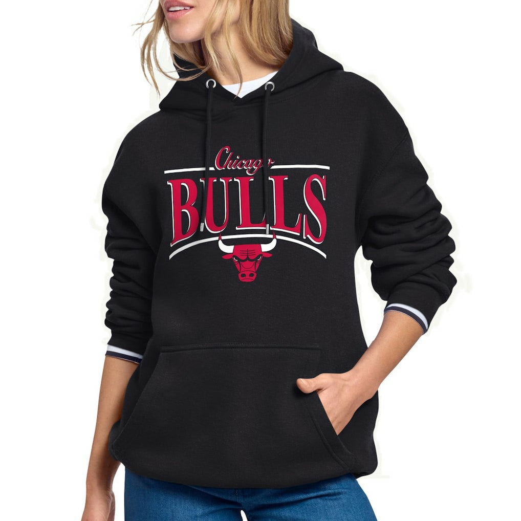 Chicago Bulls Starter Women's Arch Stripe Fleece Hoodie On Sale