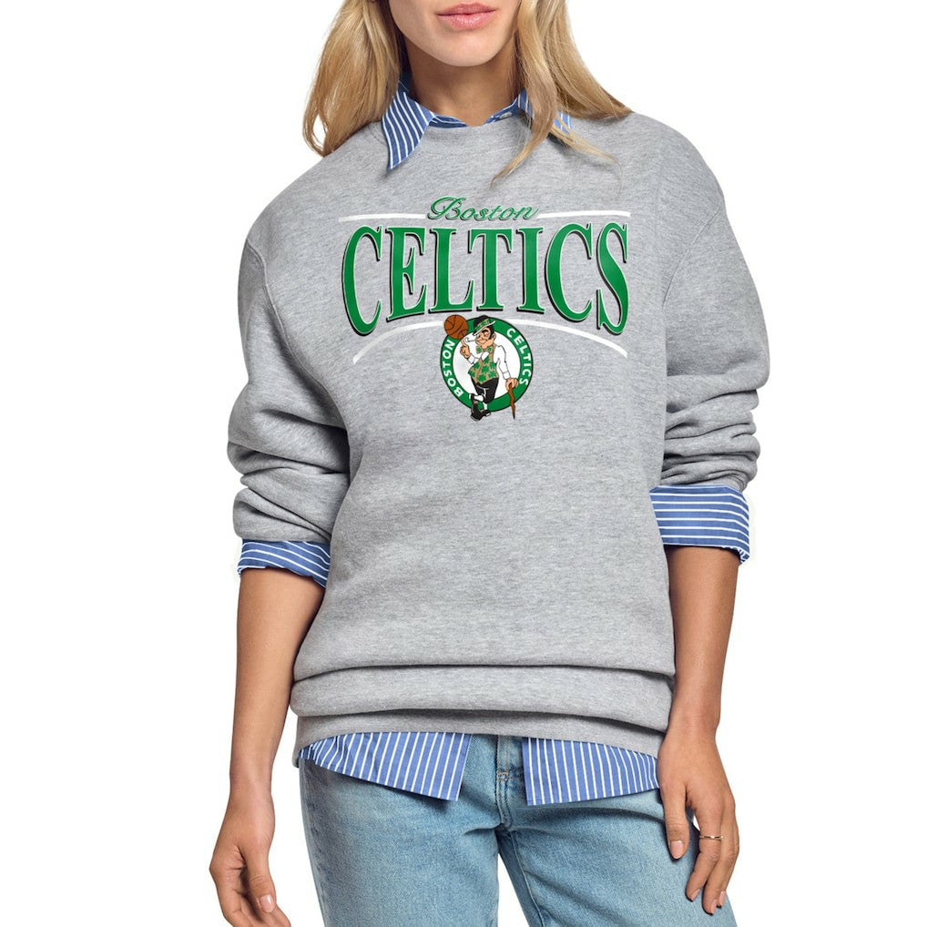 Boston Celtics Starter Women's Arch Stripe Fleece Crewneck Sweatshirt Discount