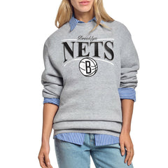 Brooklyn Nets Starter Women's Arch Stripe Fleece Crewneck Sweatshirt Discount