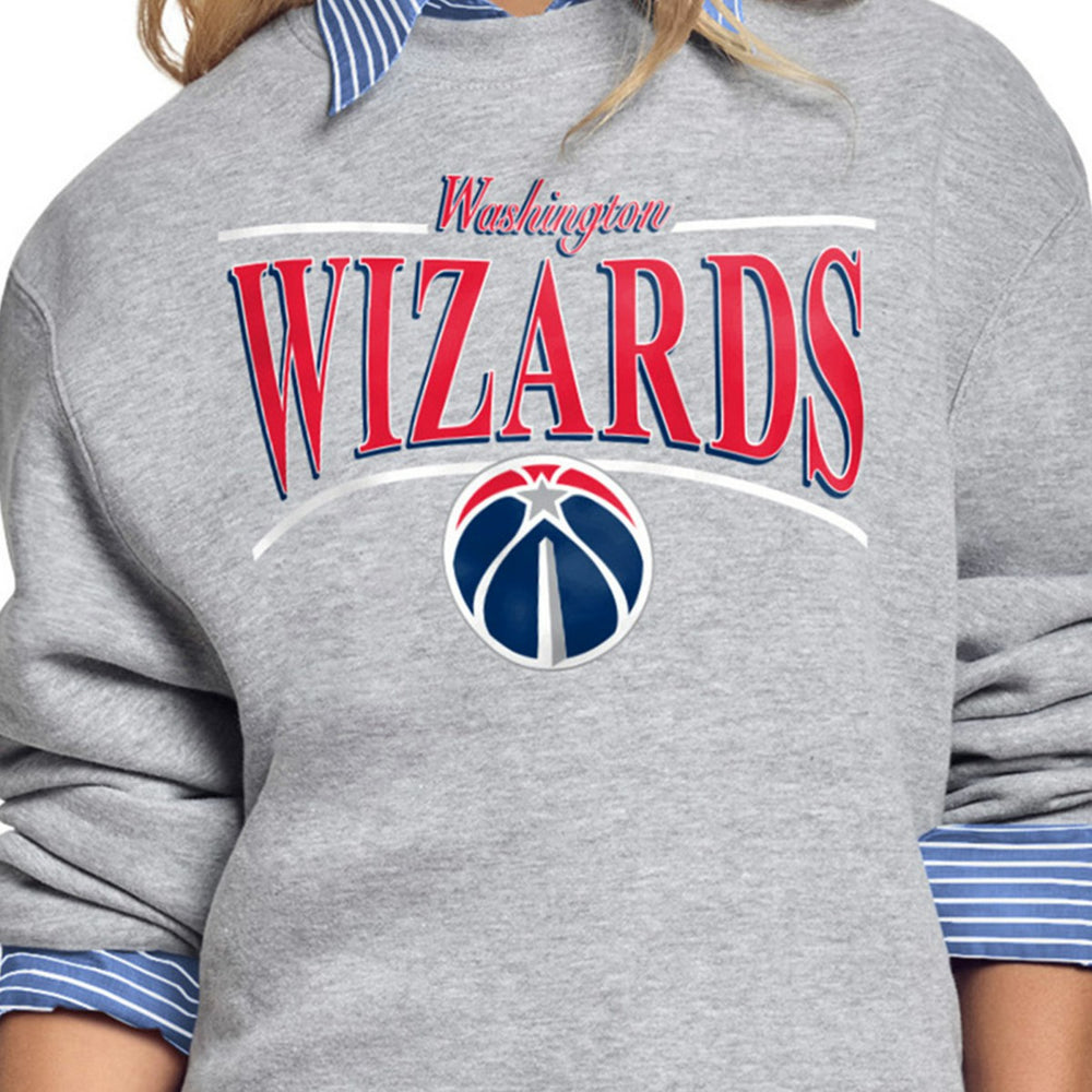 Washington Wizards Starter Women's Arch Stripe Fleece Crewneck Sweatshirt Discount