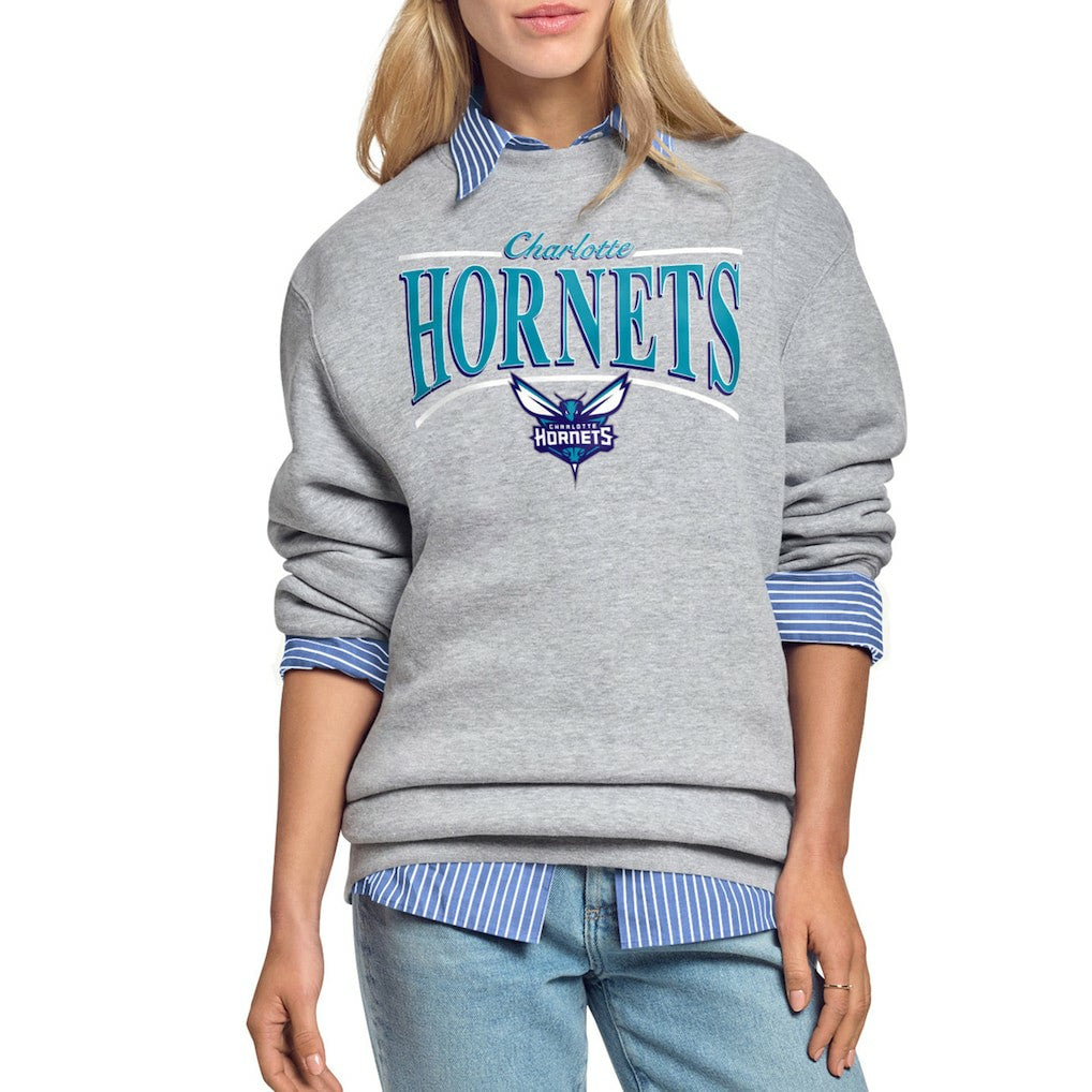 Charlotte Hornets Starter Women's Arch Stripe Fleece Crewneck Sweatshirt Outlet