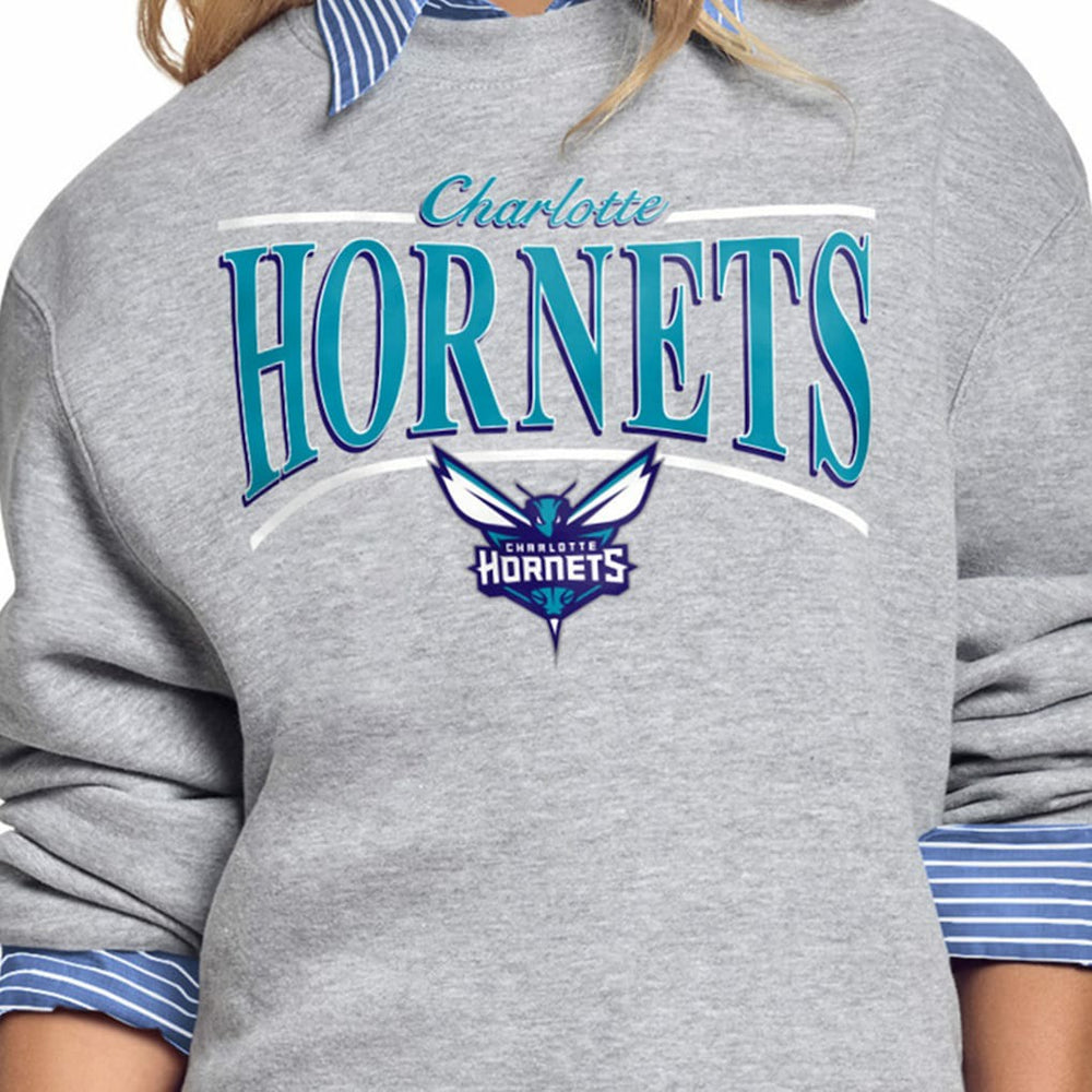 Charlotte Hornets Starter Women's Arch Stripe Fleece Crewneck Sweatshirt Outlet